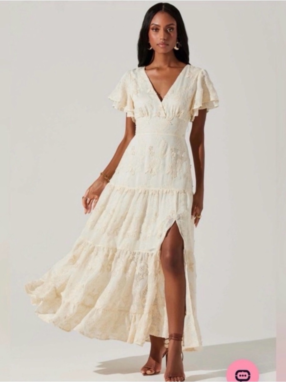 ASTR The Label Junia Cream Lace Maxi Dress Size XS/2 NWT Bridal Wedding